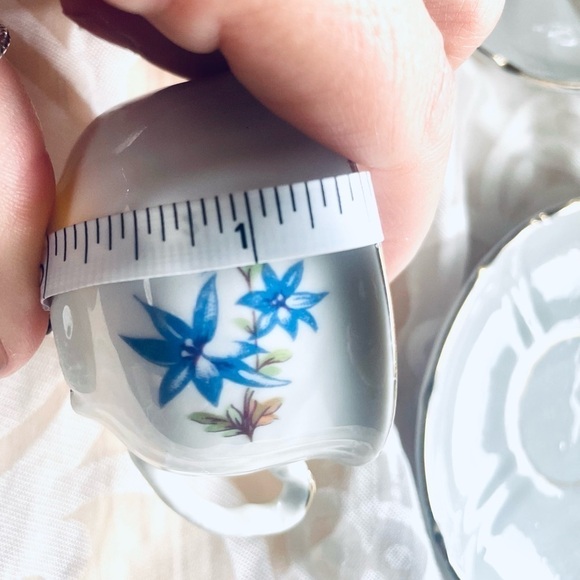 Vintage Small Teacup and Saucer Set | White European Porcelain with Gold Trim - Picture 15 of 15